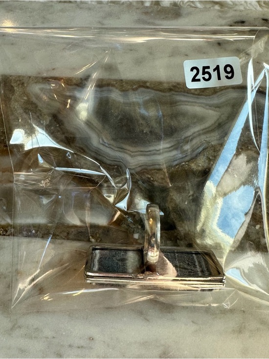 2519 Stunning Silver and Black Zebra Calcite Stone Statement Ring - Picture 6 of 6